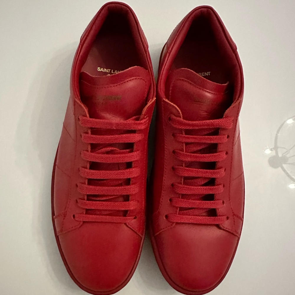 NEW MENS RED SAINT LAURENT ANDY SNEAKERS SZ 40.5